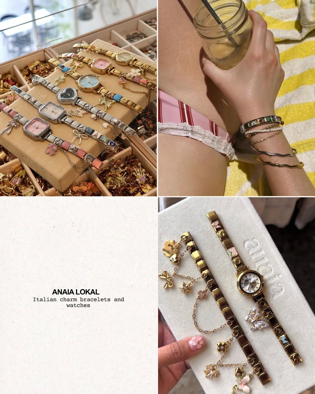 Layered jewelry collection including chains and bead necklaces